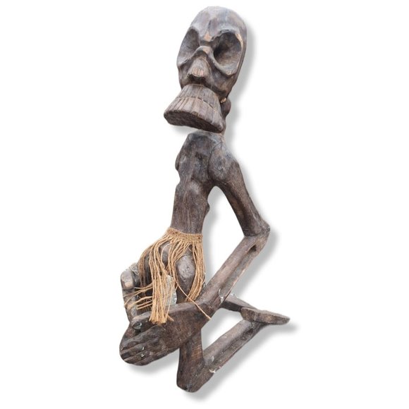 LARGE AUTHENTIC 2' TALL ANTIQUE AFRICAN TRIBAL FERTILITY WOOD CARVING ST… - Picture 11 of 12